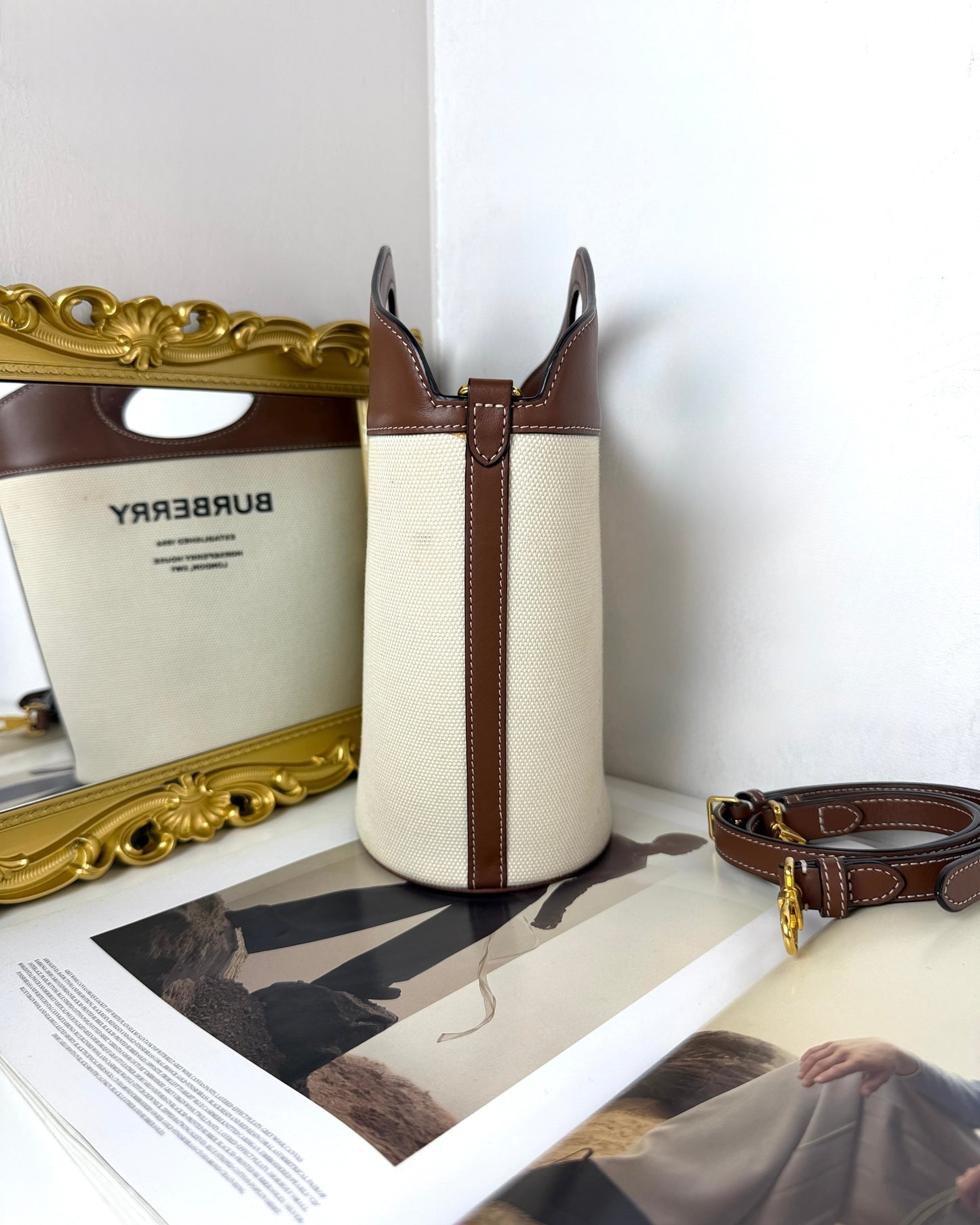 Leather Pocket Bucket Bag