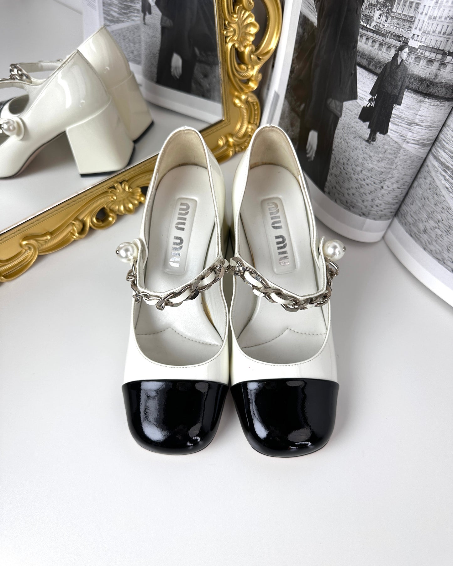 Bicolor Cap-Toe Mary Jane Pumps