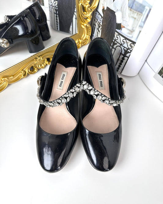Crystal-Embellished Mary Jane Pumps