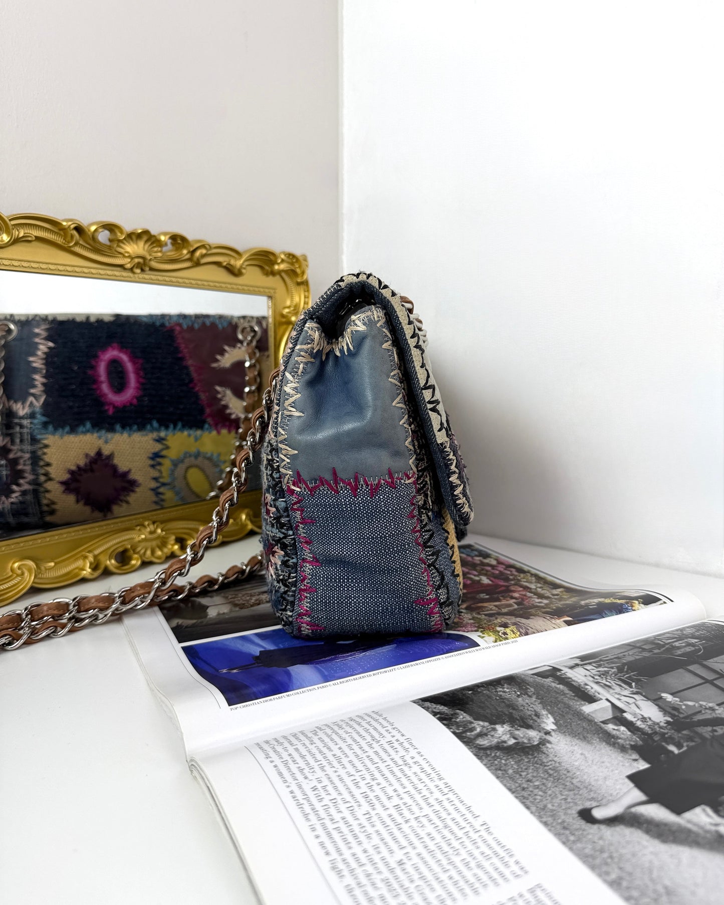 Denim Tweed Patchwork Classic Flap Bag