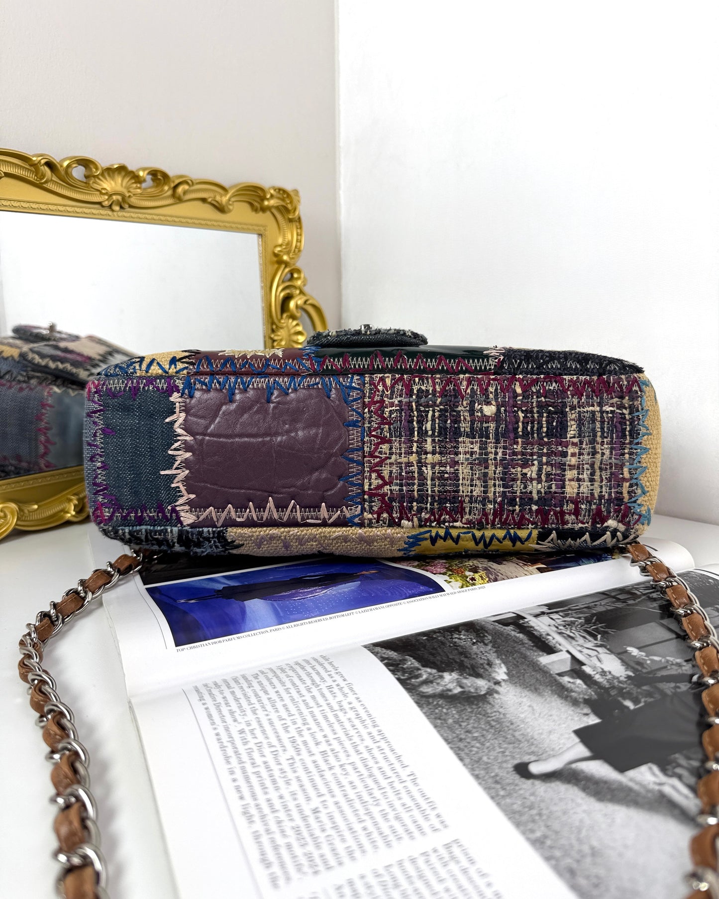 Denim Tweed Patchwork Classic Flap Bag
