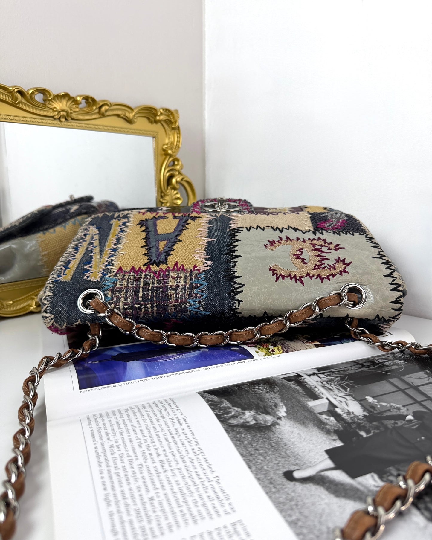 Denim Tweed Patchwork Classic Flap Bag