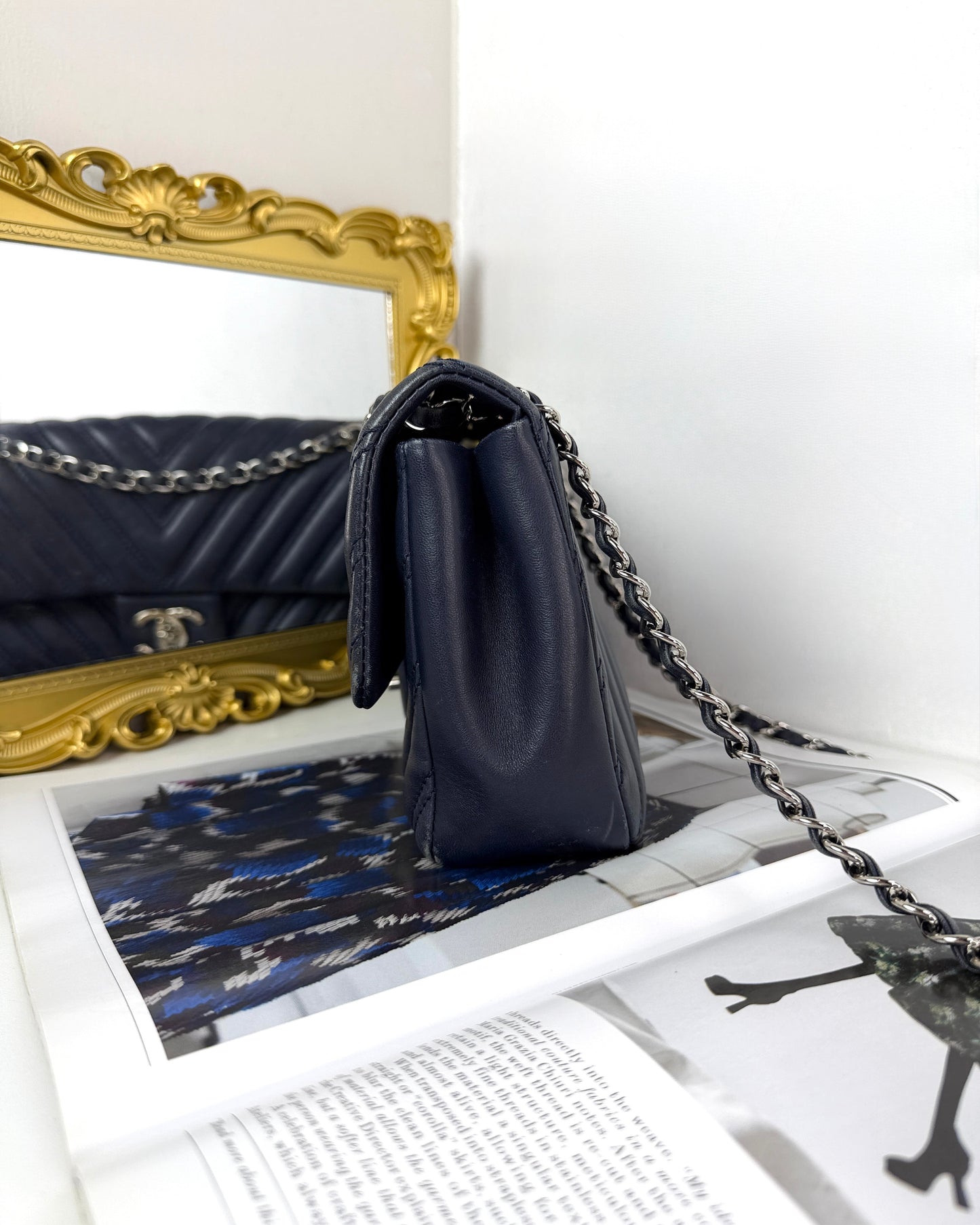 Chevron Quilted Double Stitch Flap Bag