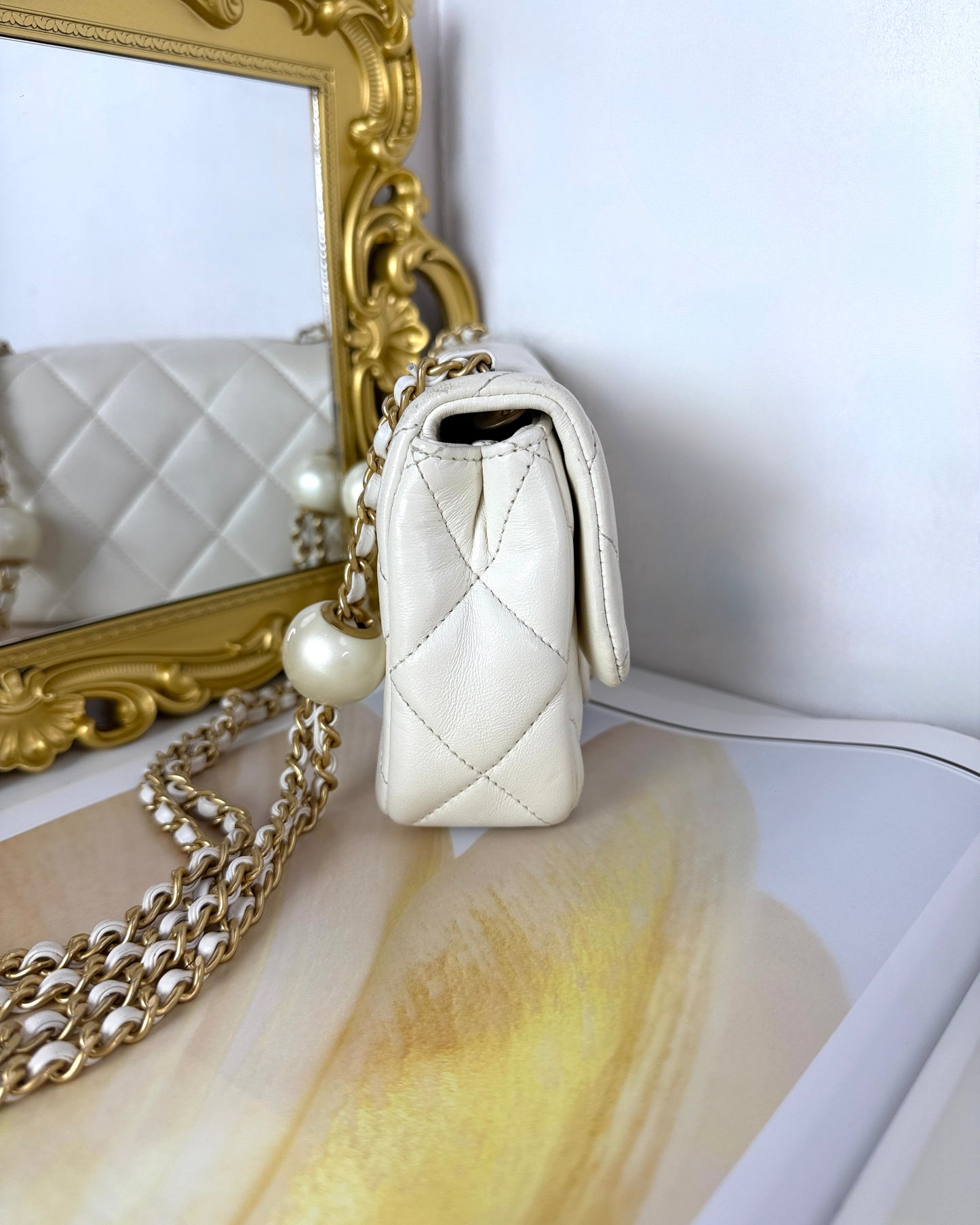 Mini Flap Bag with Pearl Crush