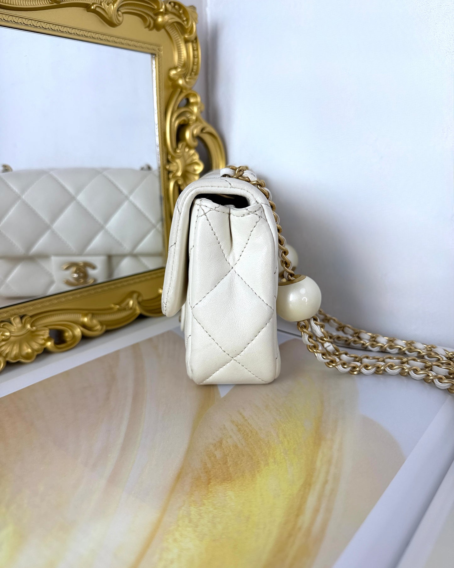 Mini Flap Bag with Pearl Crush