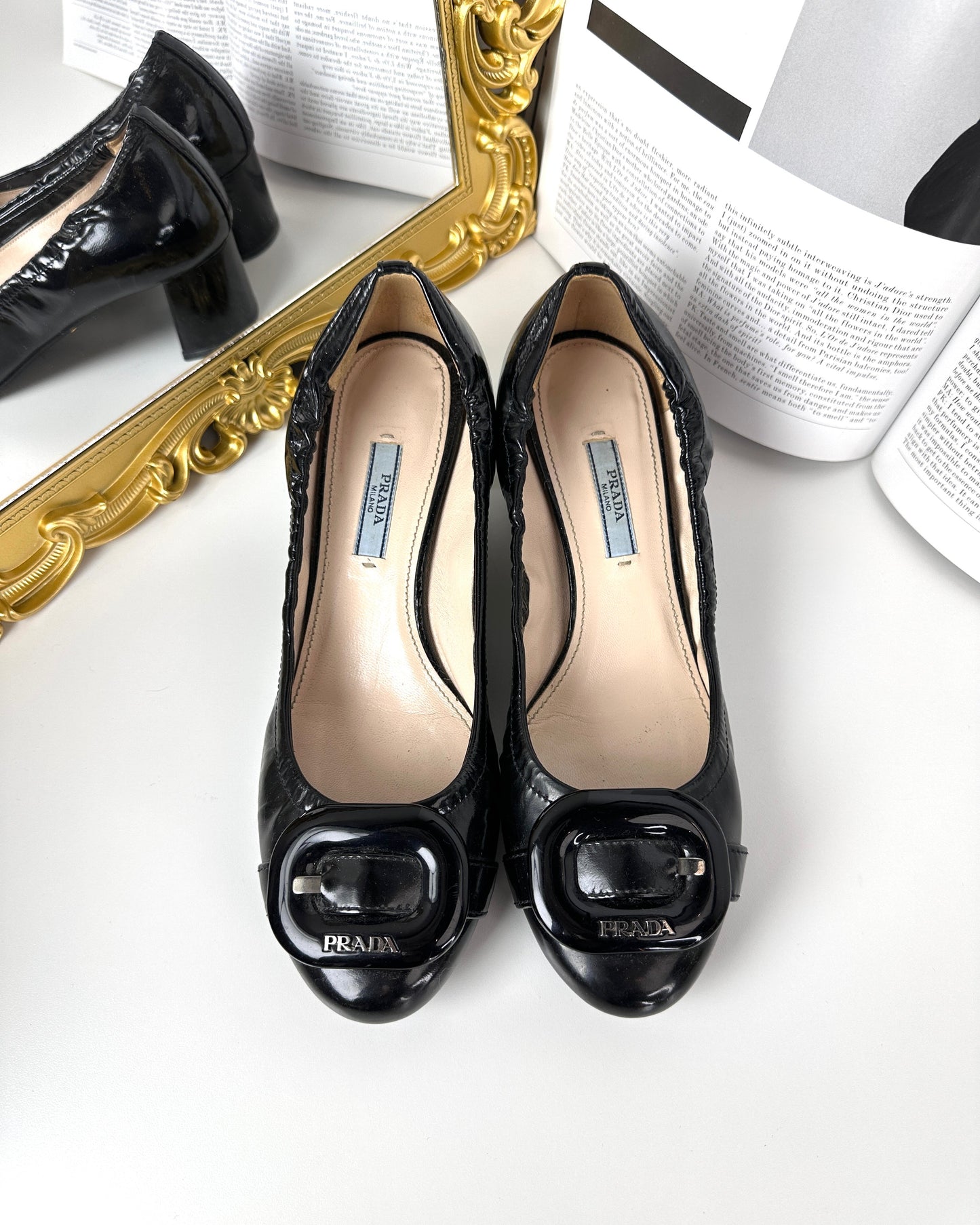 Buckle Block Heel Pumps