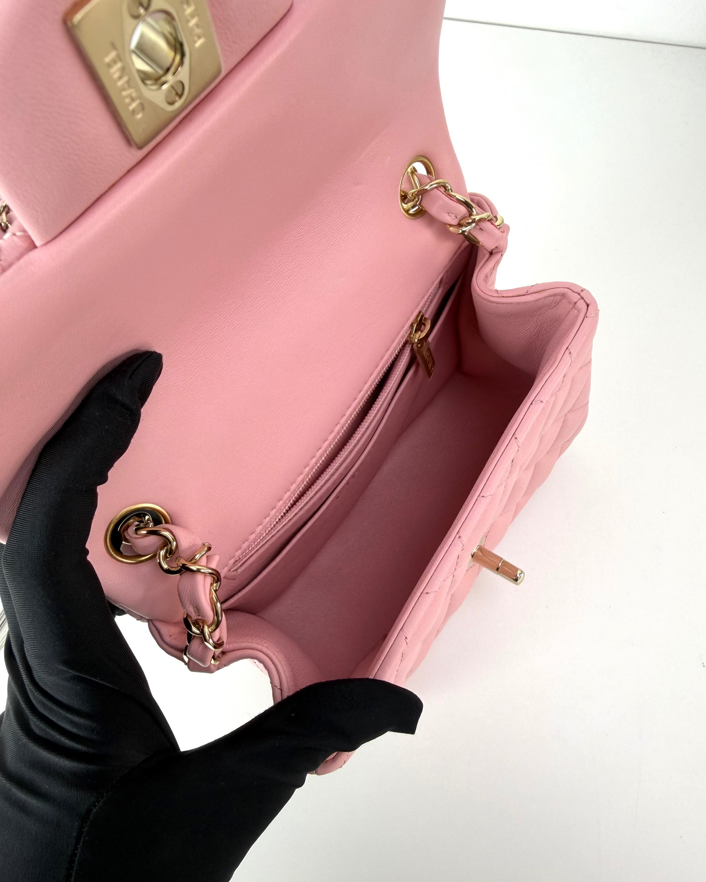 Mini Square Pearl Crush Flap Bag