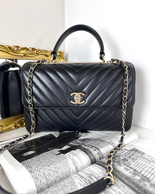 Trendy CC Flap Bag with Top Handle