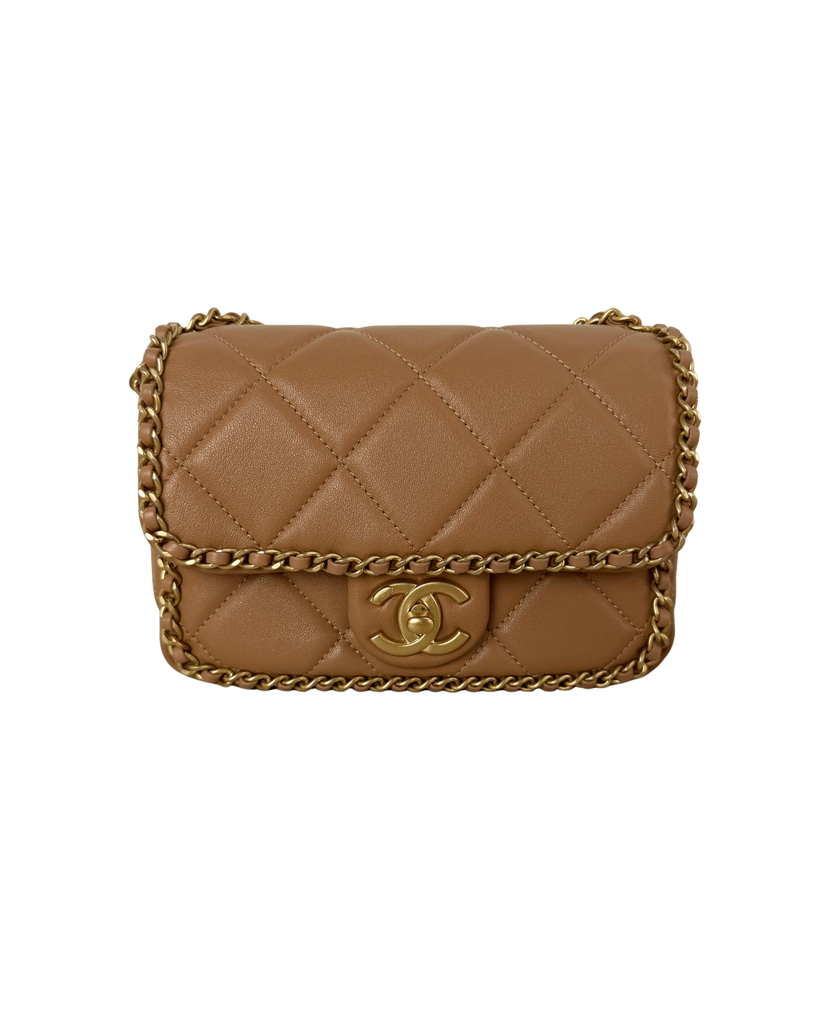 Mini Flap Bag with Chain Border