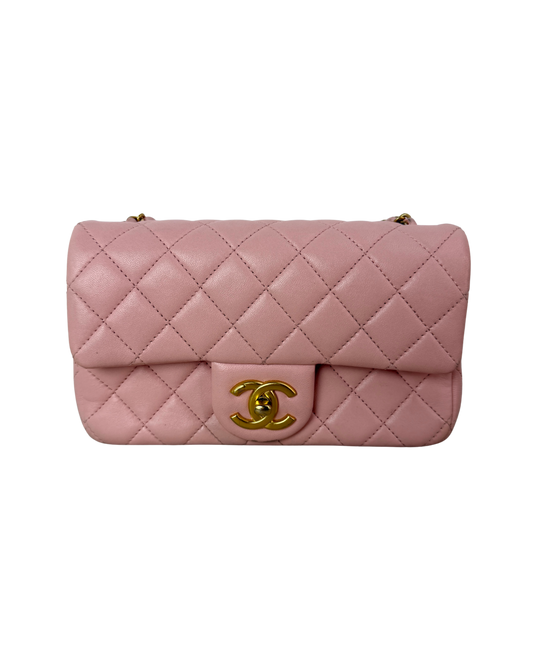 Mini Rectangular Flap Bag with Camelia Crush