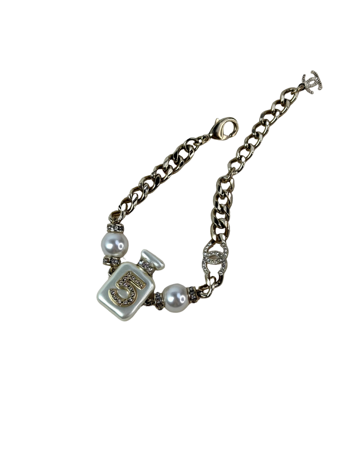 No. 5 Perfume Bottle CC Charm Bracelet