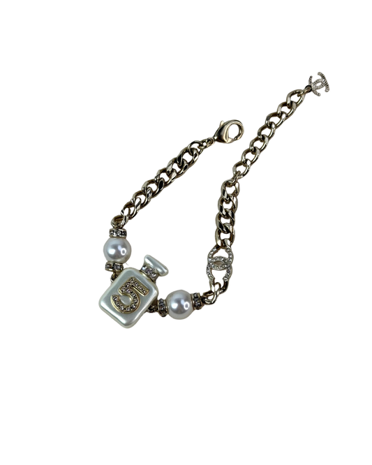 No. 5 Perfume Bottle CC Charm Bracelet