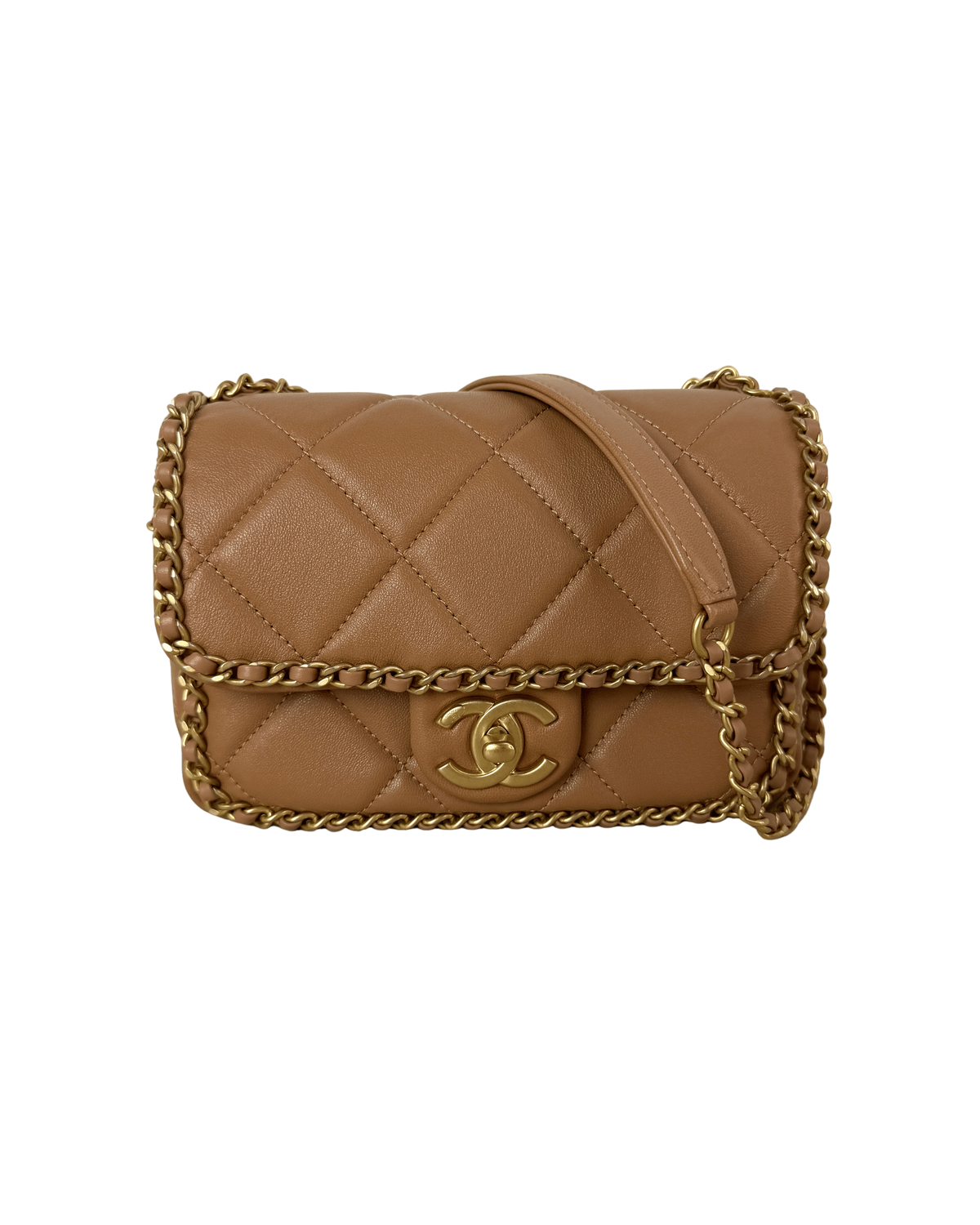 Mini Flap Bag with Chain Border