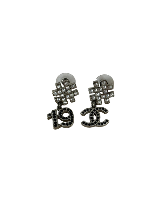 Hashtag 19 and CC Crystal Drop Earrings
