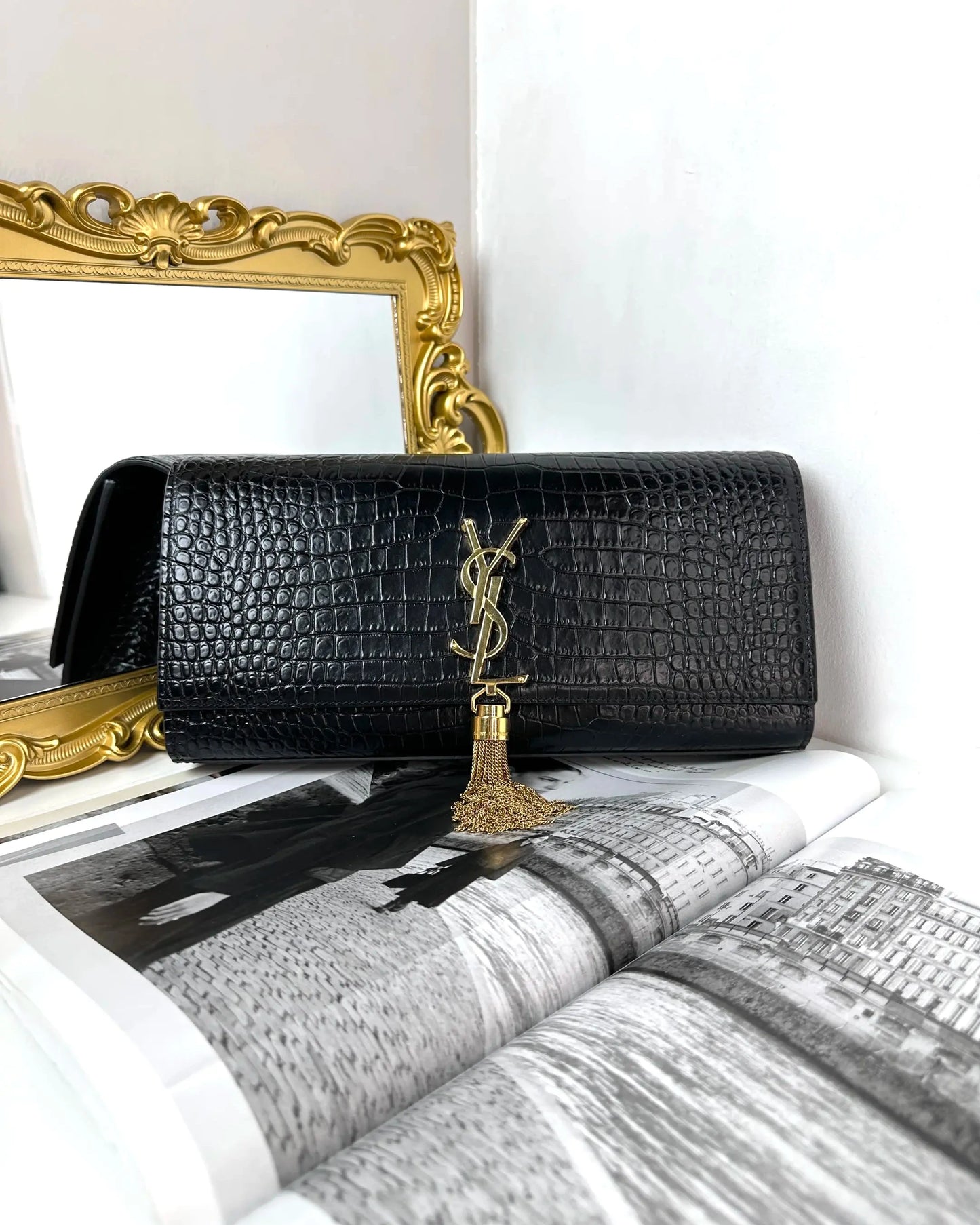 Kate Tassel in Crocodile-Embossed