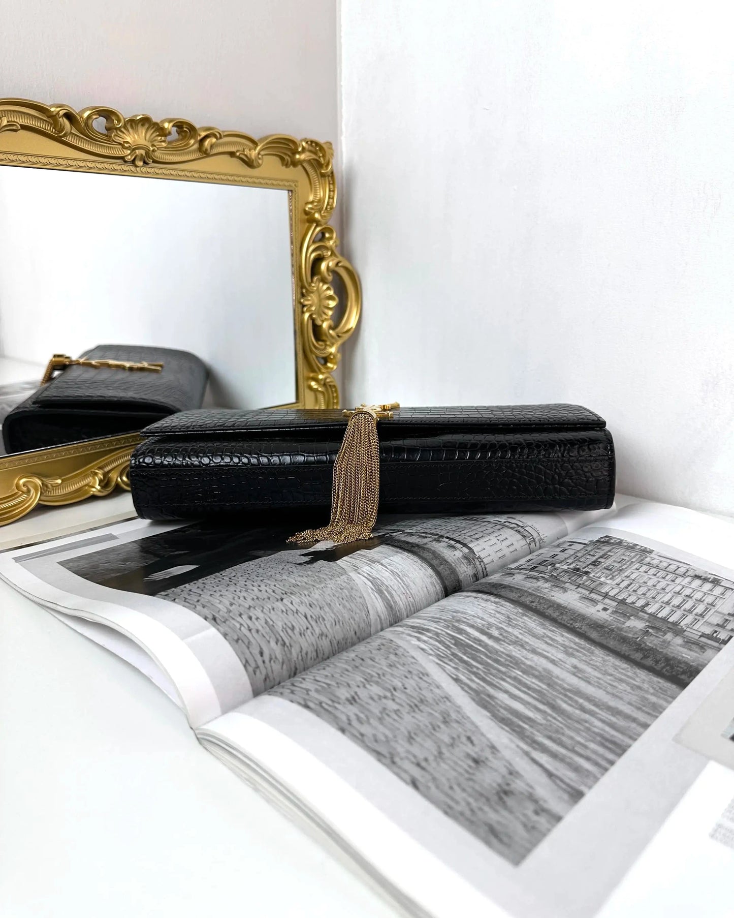 Kate Tassel in Crocodile-Embossed