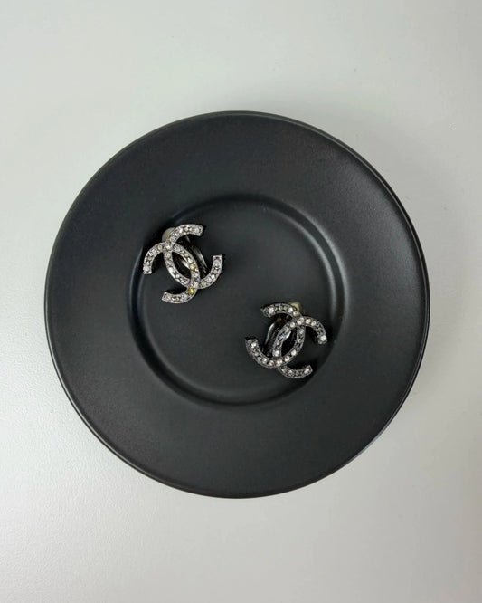 CC Logo Crystal Stud Earrings