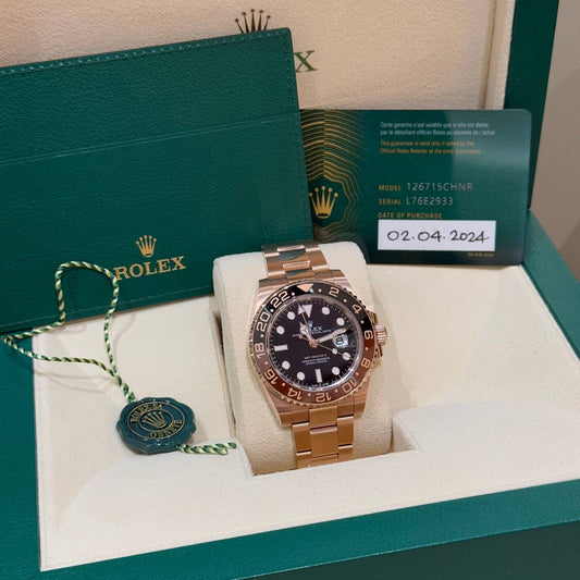 EDIT Rolex GMT-Master II Rootbeer 2024 40mm 126715CHNR 18k Everose Gold Oyster Bracelet