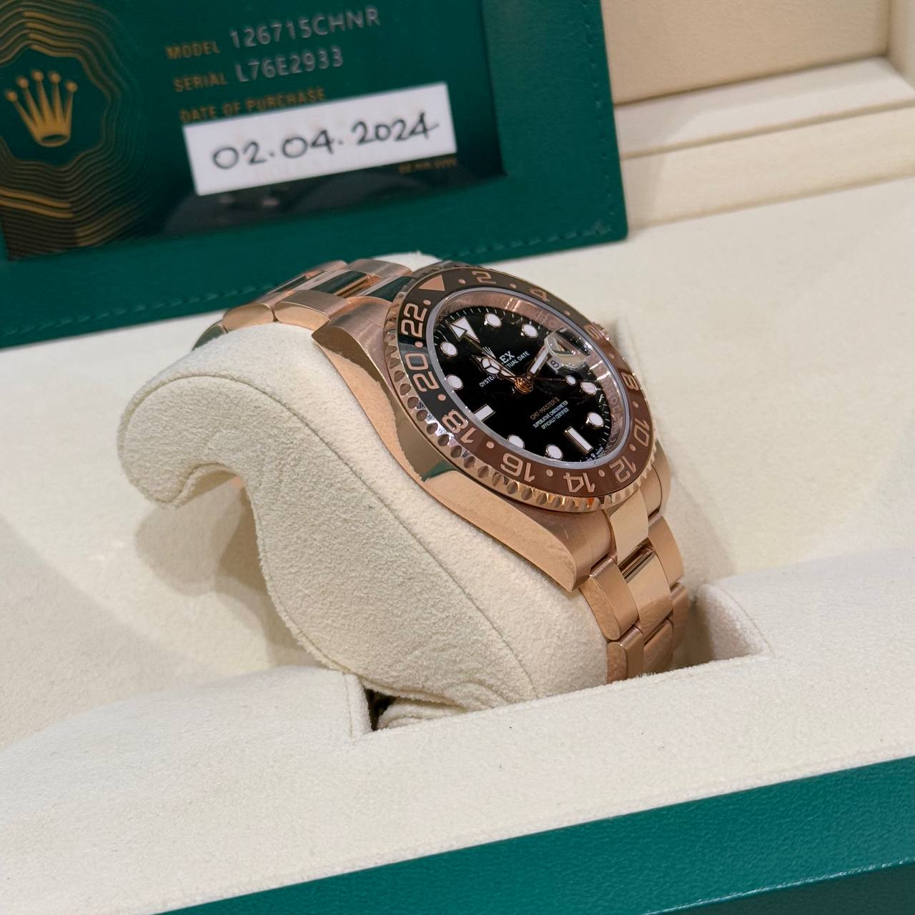 EDIT Rolex GMT-Master II Rootbeer 2024 40mm 126715CHNR 18k Everose Gold Oyster Bracelet